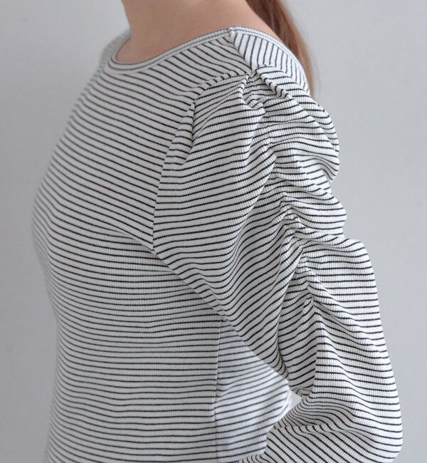  「ボーダーパフスリーブカットソー」|Tシャツ・カットソー|