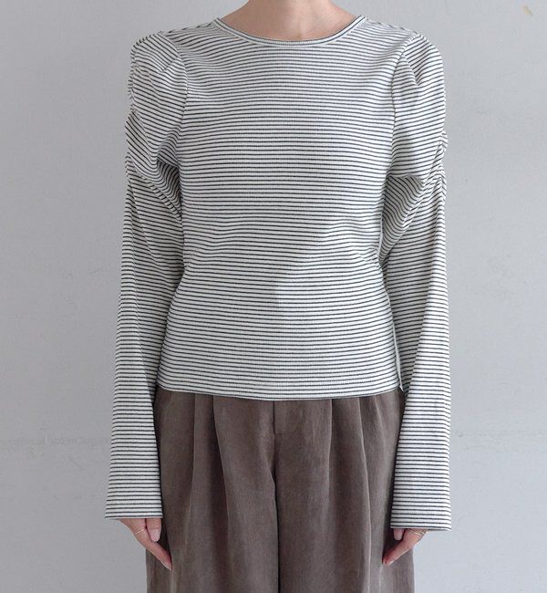  「ボーダーパフスリーブカットソー」|Tシャツ・カットソー|
