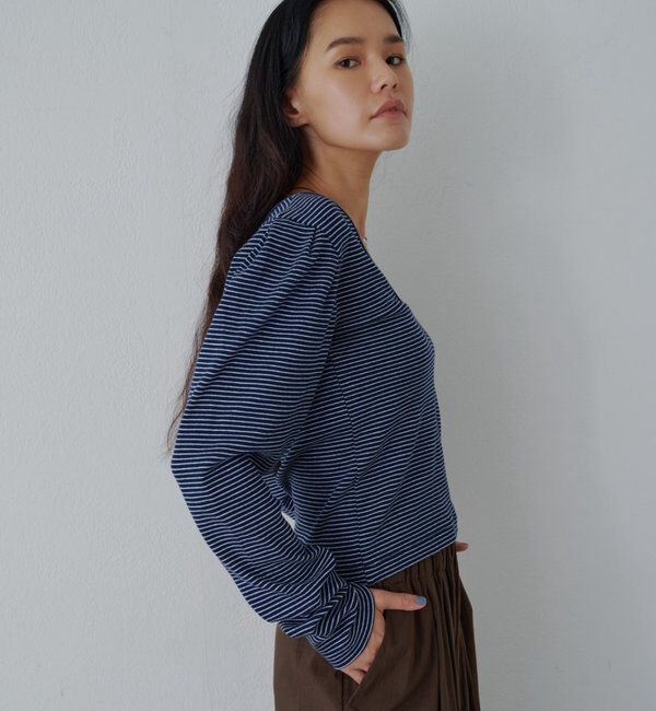  「ボーダーパフスリーブカットソー」|Tシャツ・カットソー|