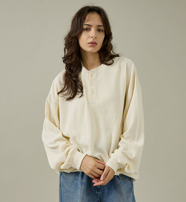 ABAHOUSE「【SEABEES / シービーズ】ピグメント サーマル L/S ヘンリーネック」|Tシャツ・カットソー|アイボリー