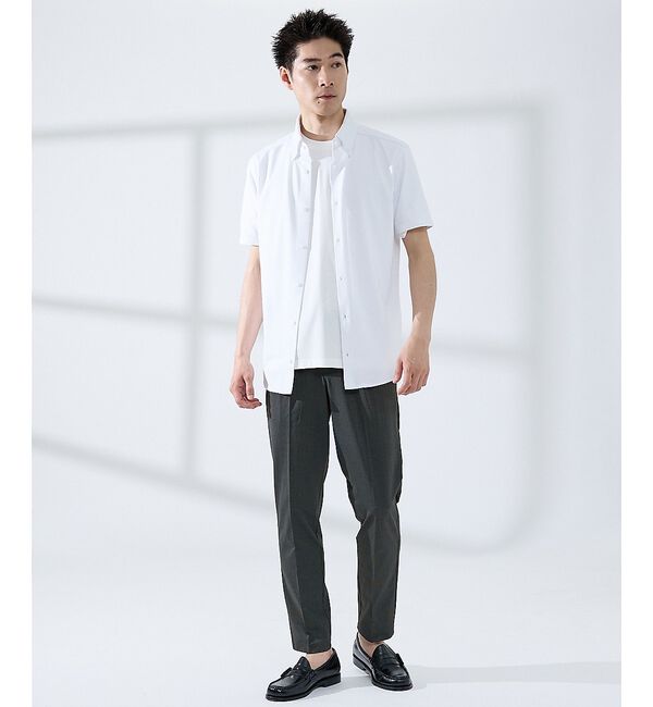ABAHOUSE「【WEB限定】シルキー マイクロカノコ ボタンダウン 半袖シャツ」|シャツ・ブラウス|