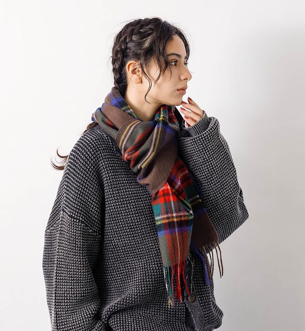 ABAHOUSE「【TWEED MILL/ツイードミル】ラムウールチェック柄ストール/ユニセックス」|マフラー|