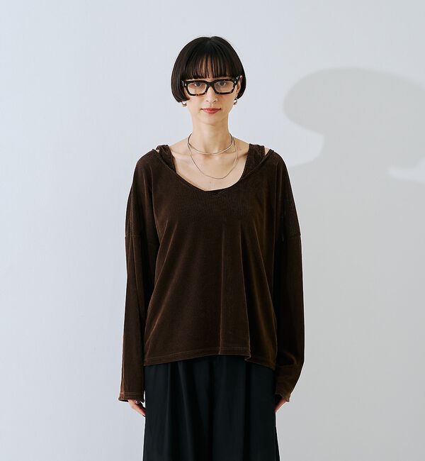 Rouge vif「【2点セット】シアーベロアストライプアンサンブル」|Tシャツ・カットソー|