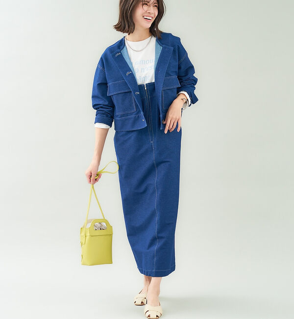 abahouse mavie「ジャージーデニムジャンパースカート」|ジャンパースカート|