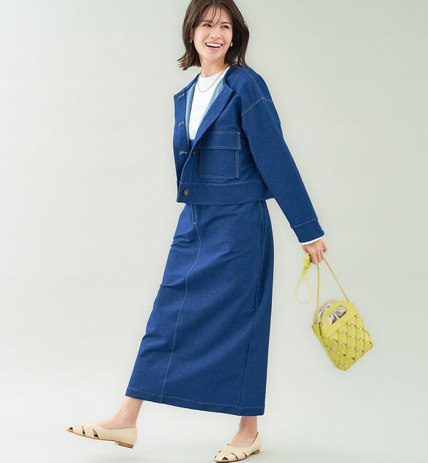 abahouse mavie「ジャージーデニムジャンパースカート」|ジャンパースカート|