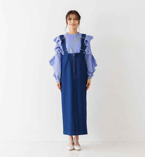 abahouse mavie「ジャージーデニムジャンパースカート」|ジャンパースカート|