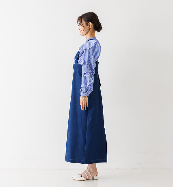 abahouse mavie「ジャージーデニムジャンパースカート」|ジャンパースカート|