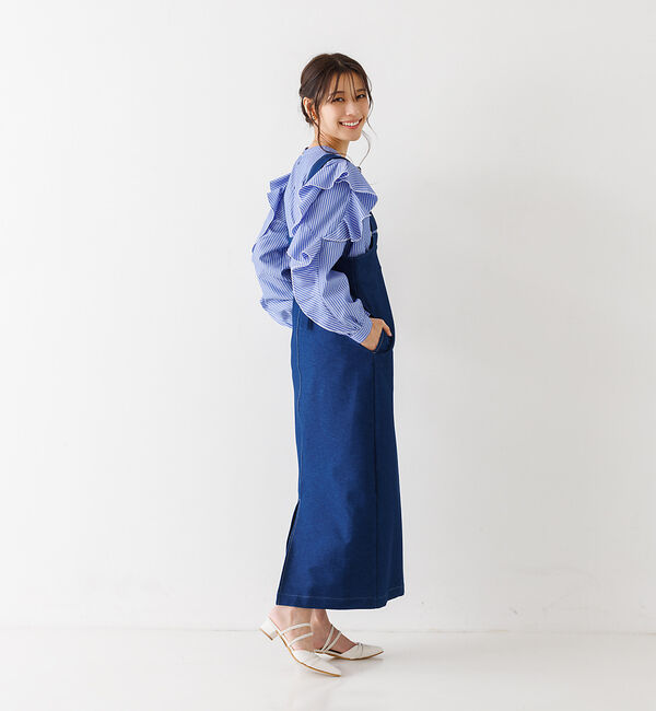abahouse mavie「ジャージーデニムジャンパースカート」|ジャンパースカート|