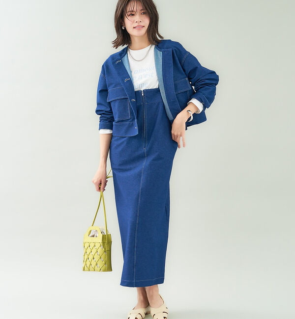 abahouse mavie「ジャージーデニムジャンパースカート」|ジャンパースカート|