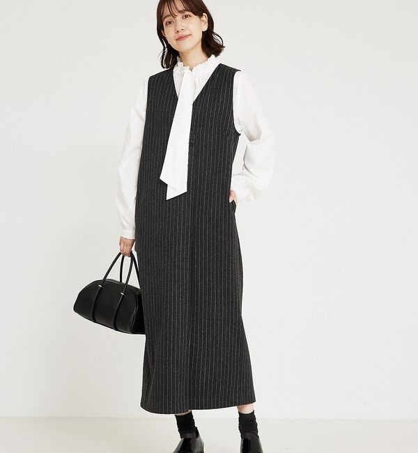 abahouse mavie「【大人のいちまんワンピ】ウォームジャージージレ風ジャンスカ」|ジャンパースカート|