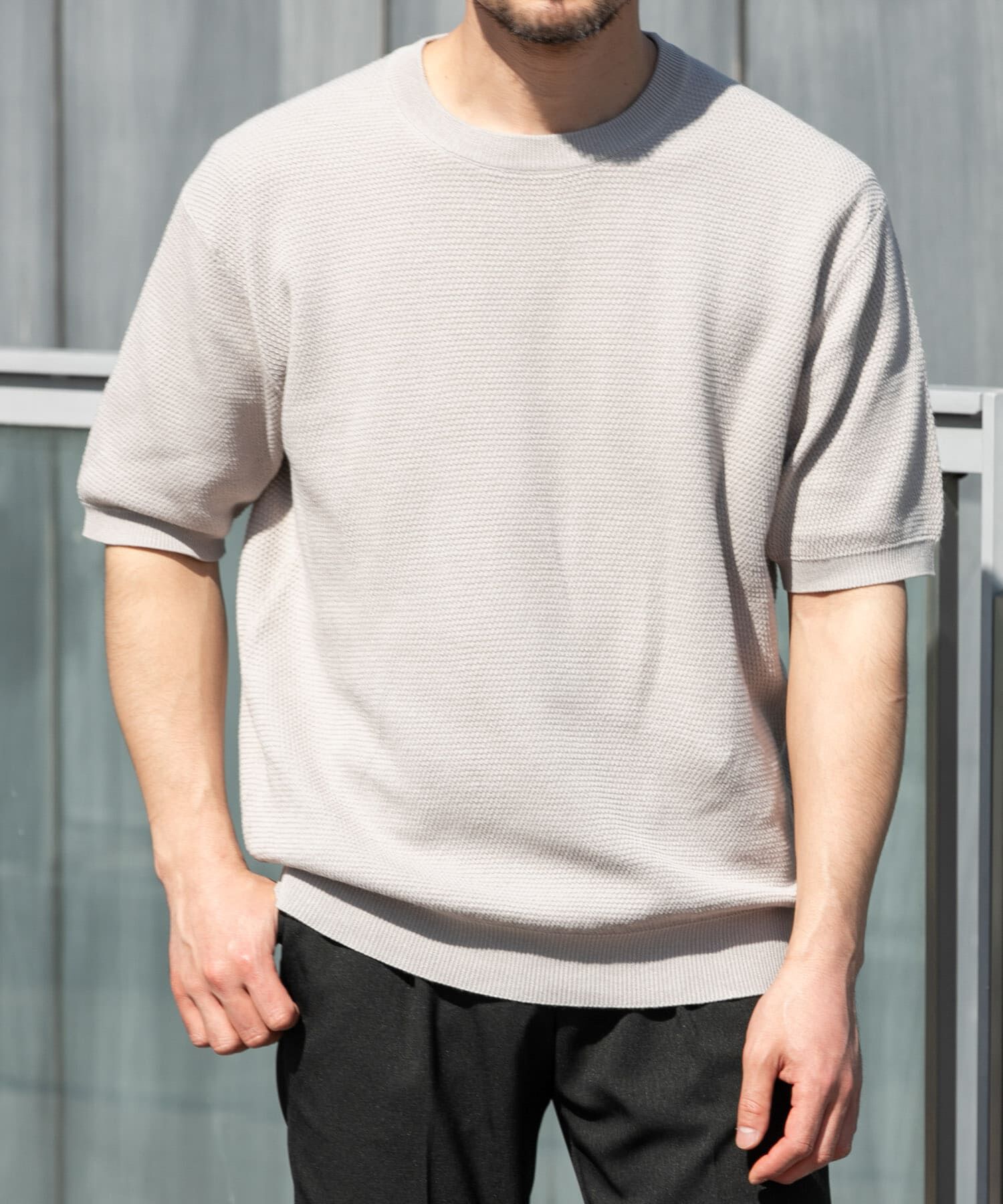 URBAN RESEARCH ROSSO「『WEB限定』変形カノコ半袖クルーネックニット」|ニット・セーター|