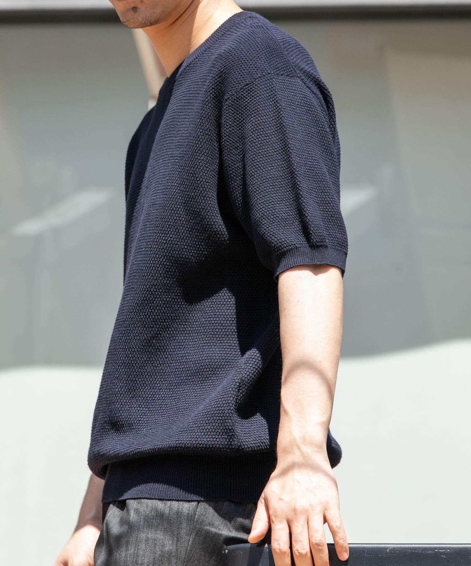 URBAN RESEARCH ROSSO「『WEB限定』変形カノコ半袖クルーネックニット」|ニット・セーター|