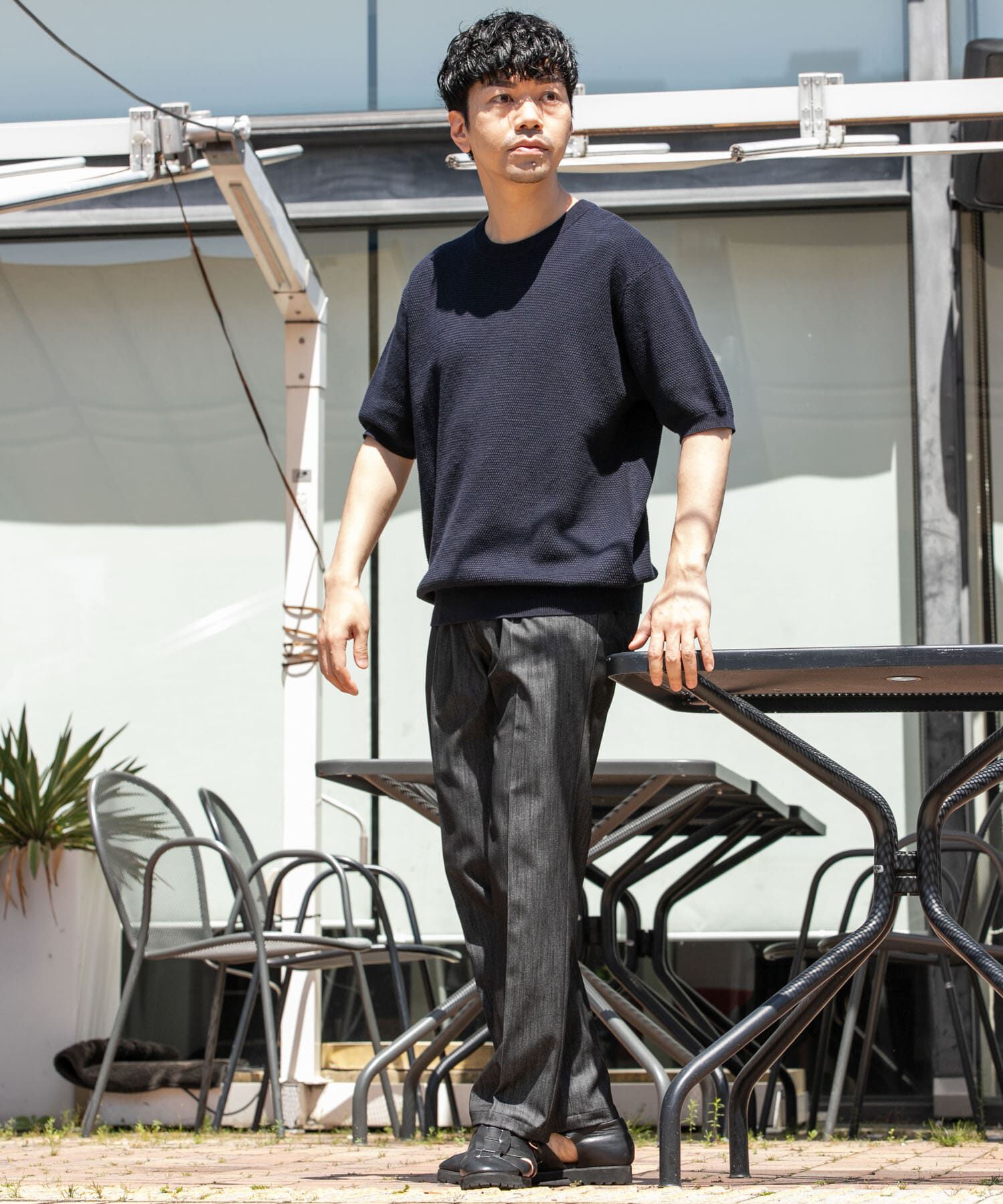 URBAN RESEARCH ROSSO「『WEB限定』変形カノコ半袖クルーネックニット」|ニット・セーター|