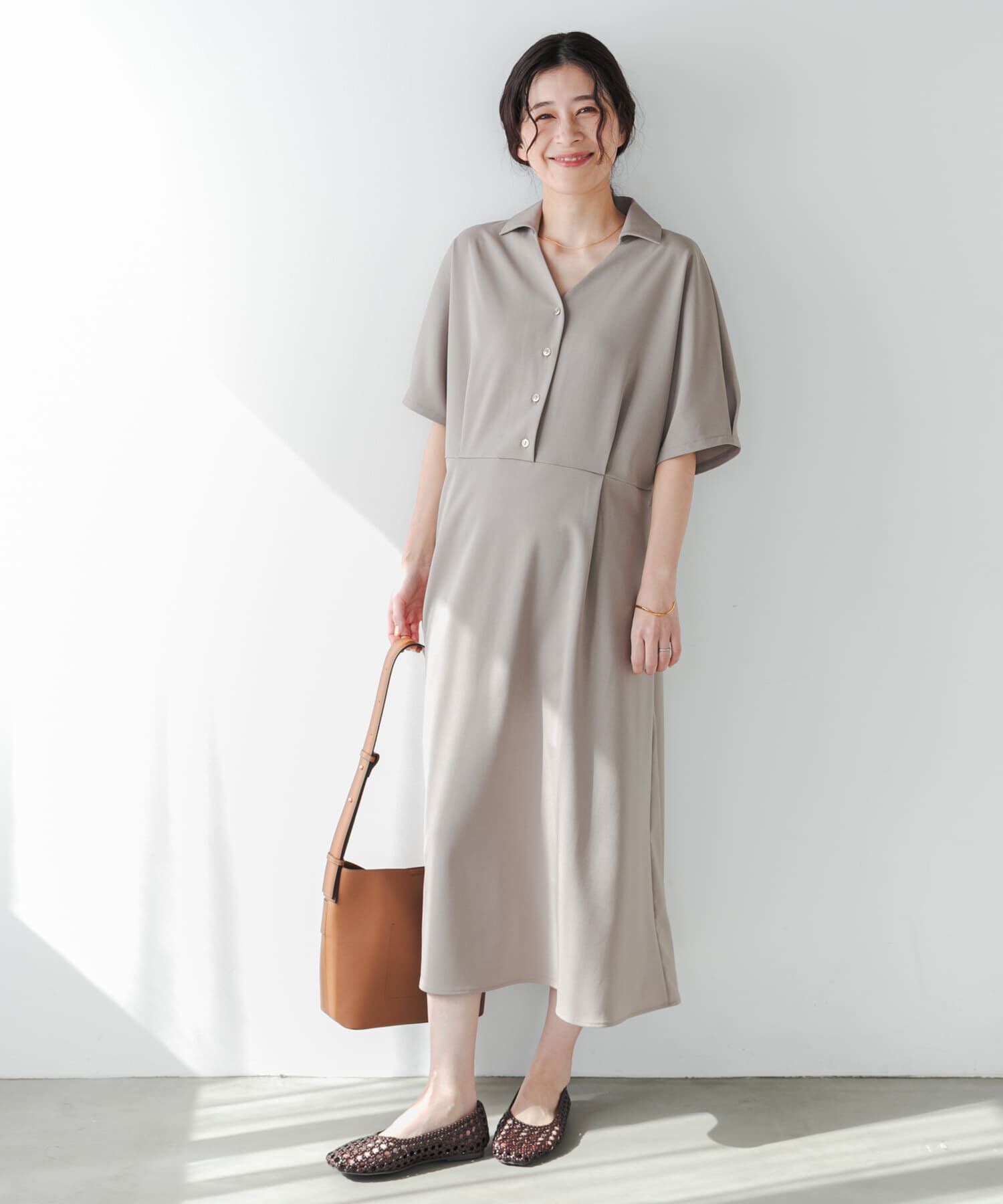 URBAN RESEARCH DOORS「『仁村紗和さん着用』『UR TECH』完声/涼ドルマン半袖ワンピース」|ワンピース|