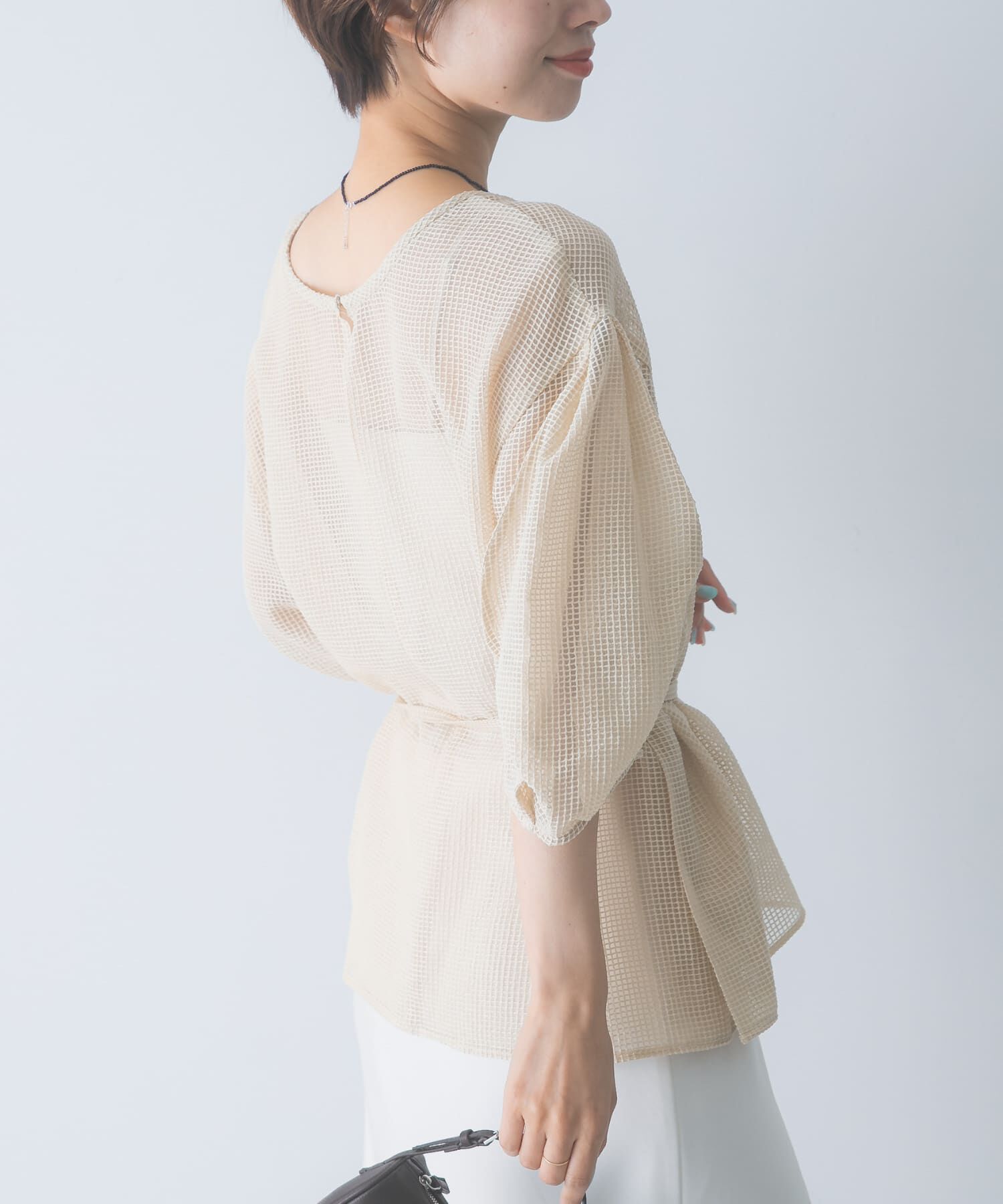 URBAN RESEARCH ROSSO「CHIGNON　シアーチェックボリュームスリーブプルオーバー」|シャツ・ブラウス|