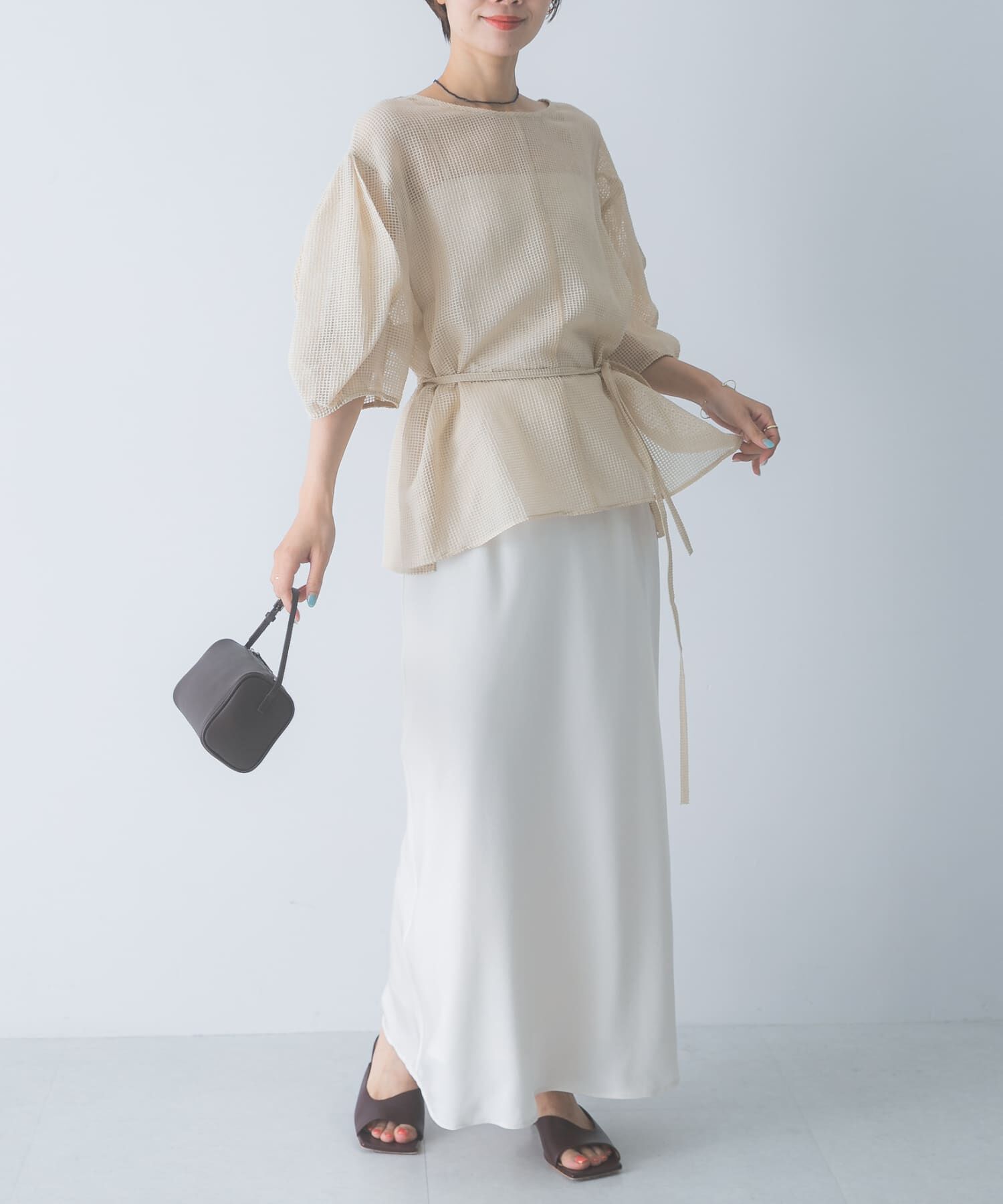 URBAN RESEARCH ROSSO「CHIGNON　シアーチェックボリュームスリーブプルオーバー」|シャツ・ブラウス|