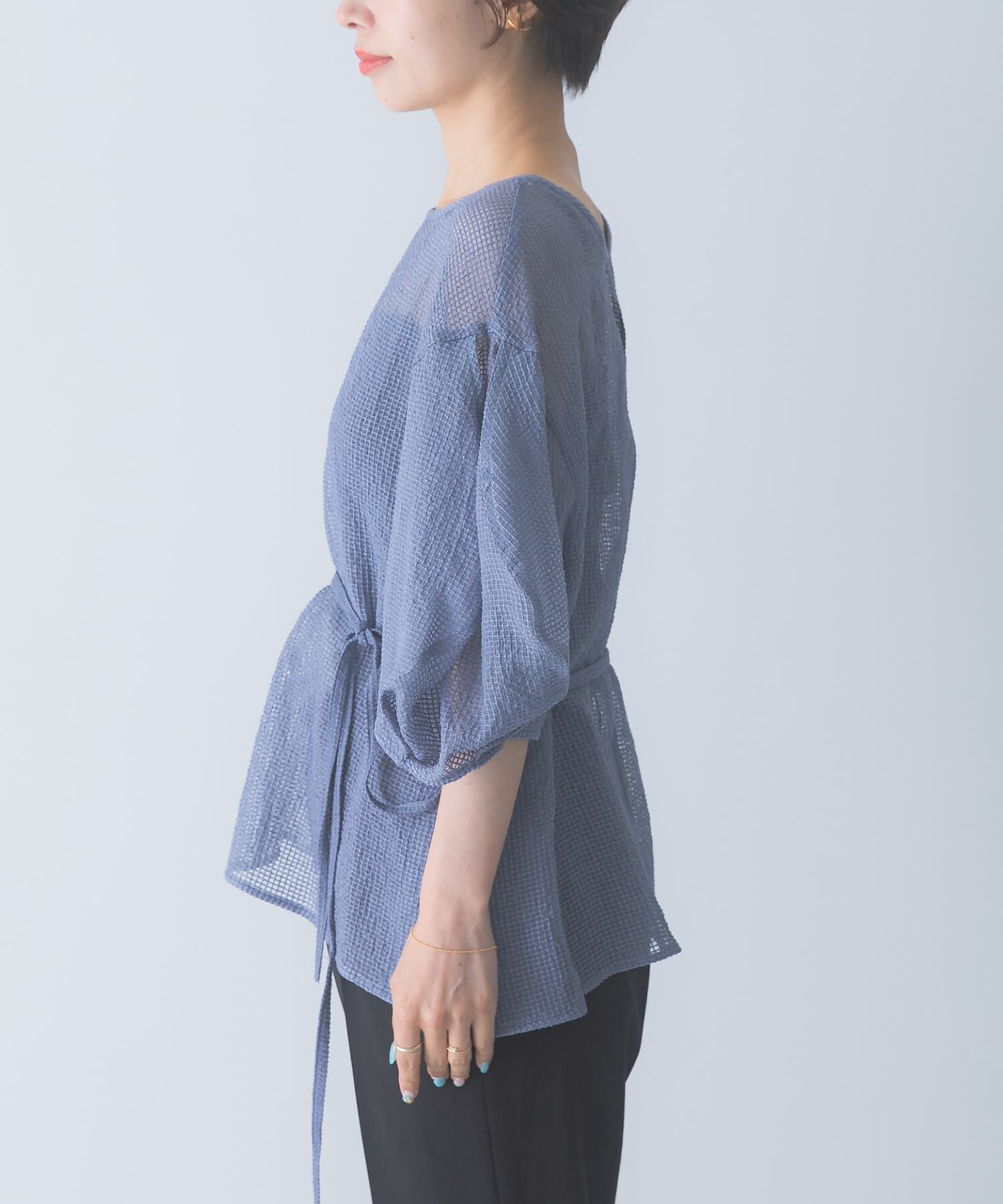 URBAN RESEARCH ROSSO「CHIGNON　シアーチェックボリュームスリーブプルオーバー」|シャツ・ブラウス|