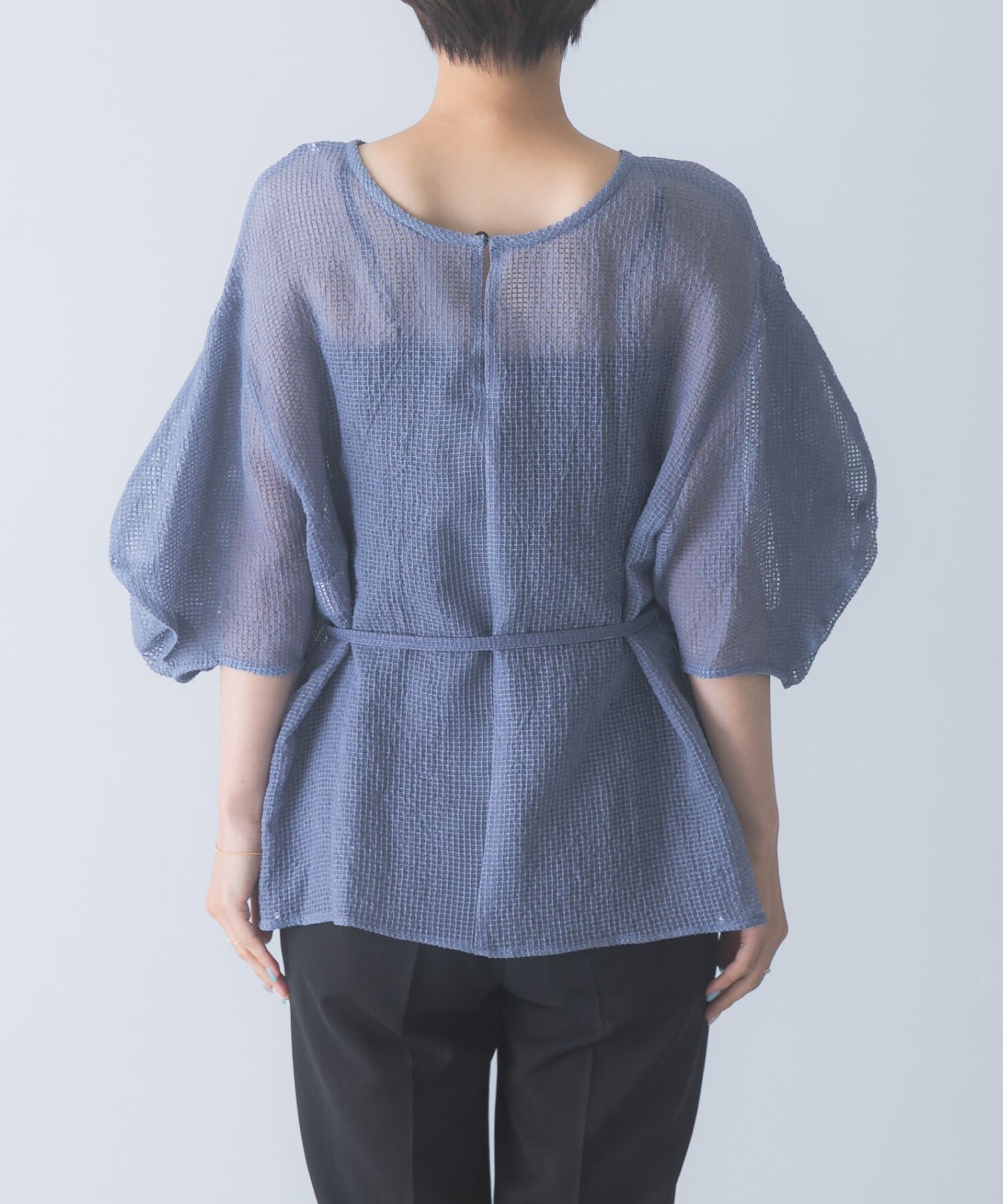 URBAN RESEARCH ROSSO「CHIGNON　シアーチェックボリュームスリーブプルオーバー」|シャツ・ブラウス|
