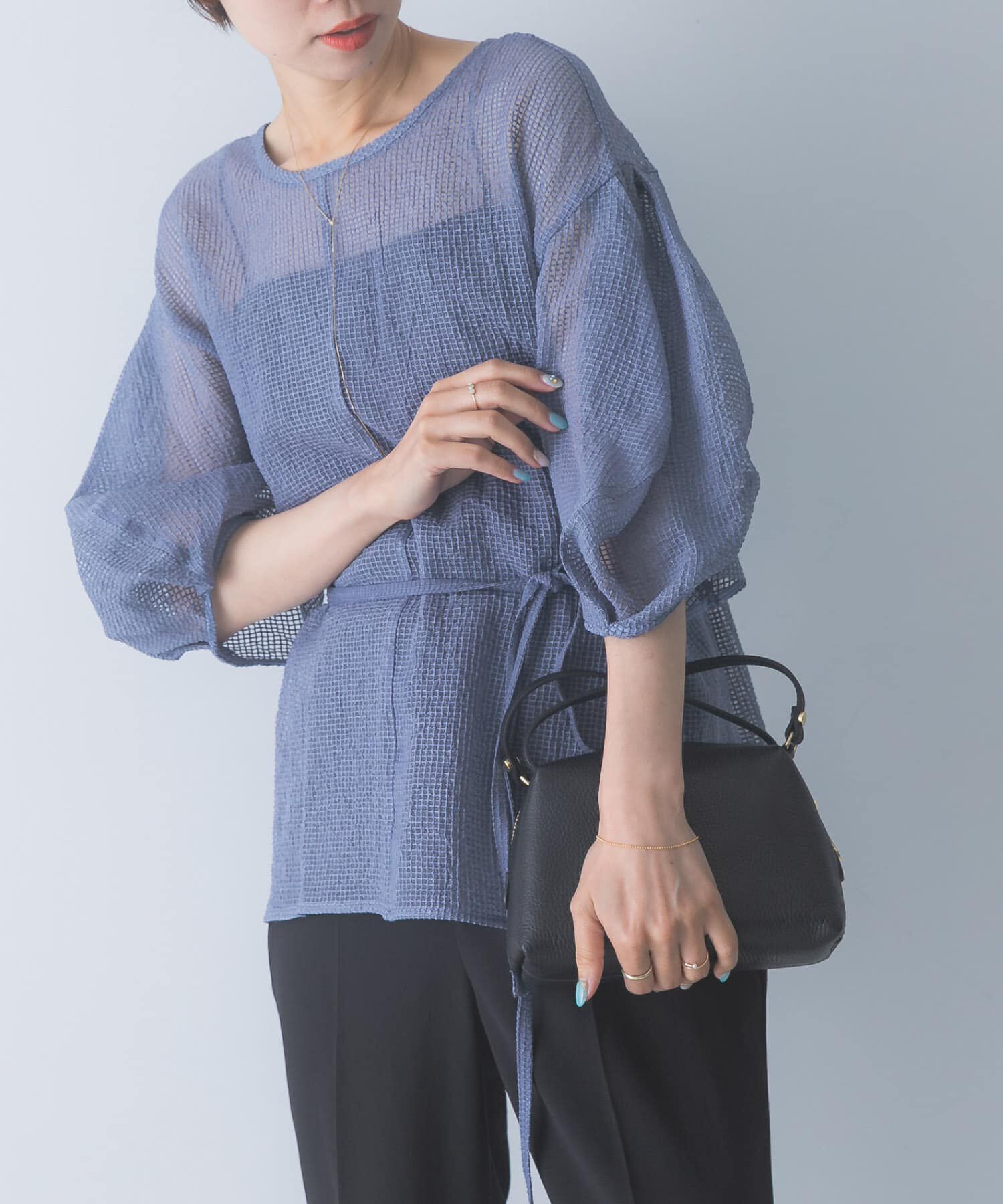 URBAN RESEARCH ROSSO「CHIGNON　シアーチェックボリュームスリーブプルオーバー」|シャツ・ブラウス|