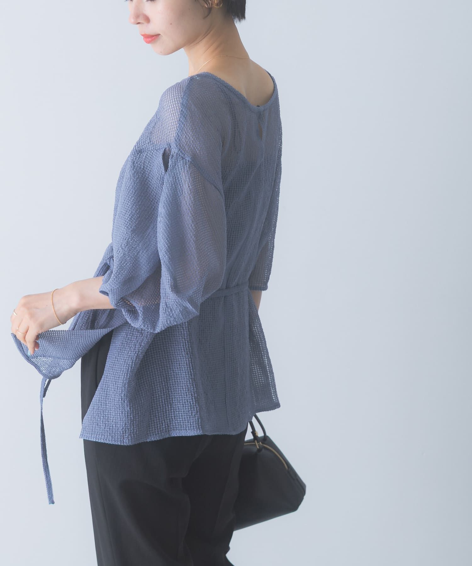 URBAN RESEARCH ROSSO「CHIGNON　シアーチェックボリュームスリーブプルオーバー」|シャツ・ブラウス|