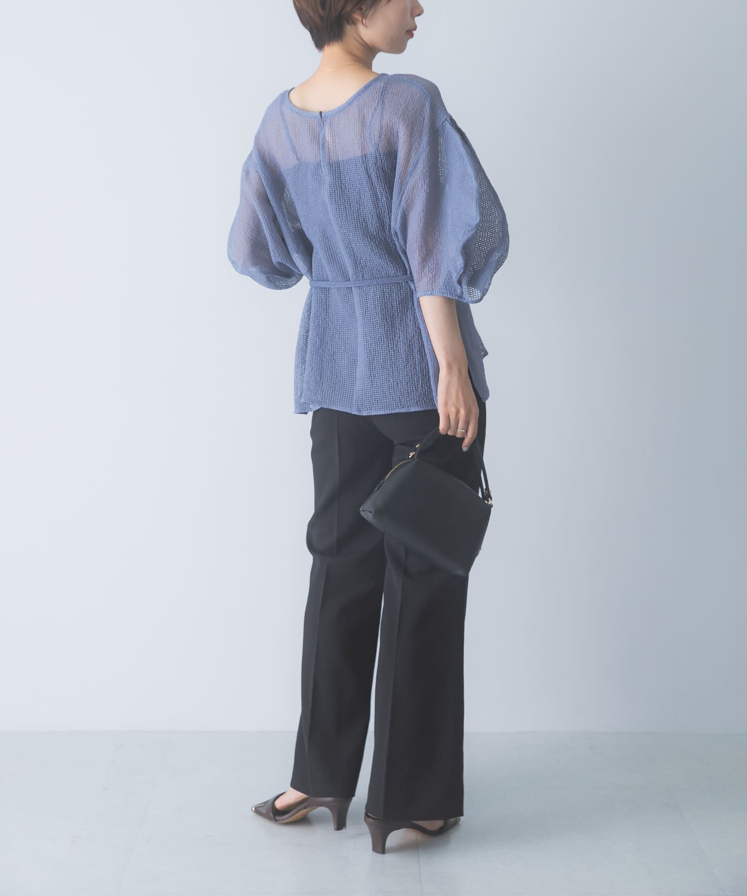 URBAN RESEARCH ROSSO「CHIGNON　シアーチェックボリュームスリーブプルオーバー」|シャツ・ブラウス|
