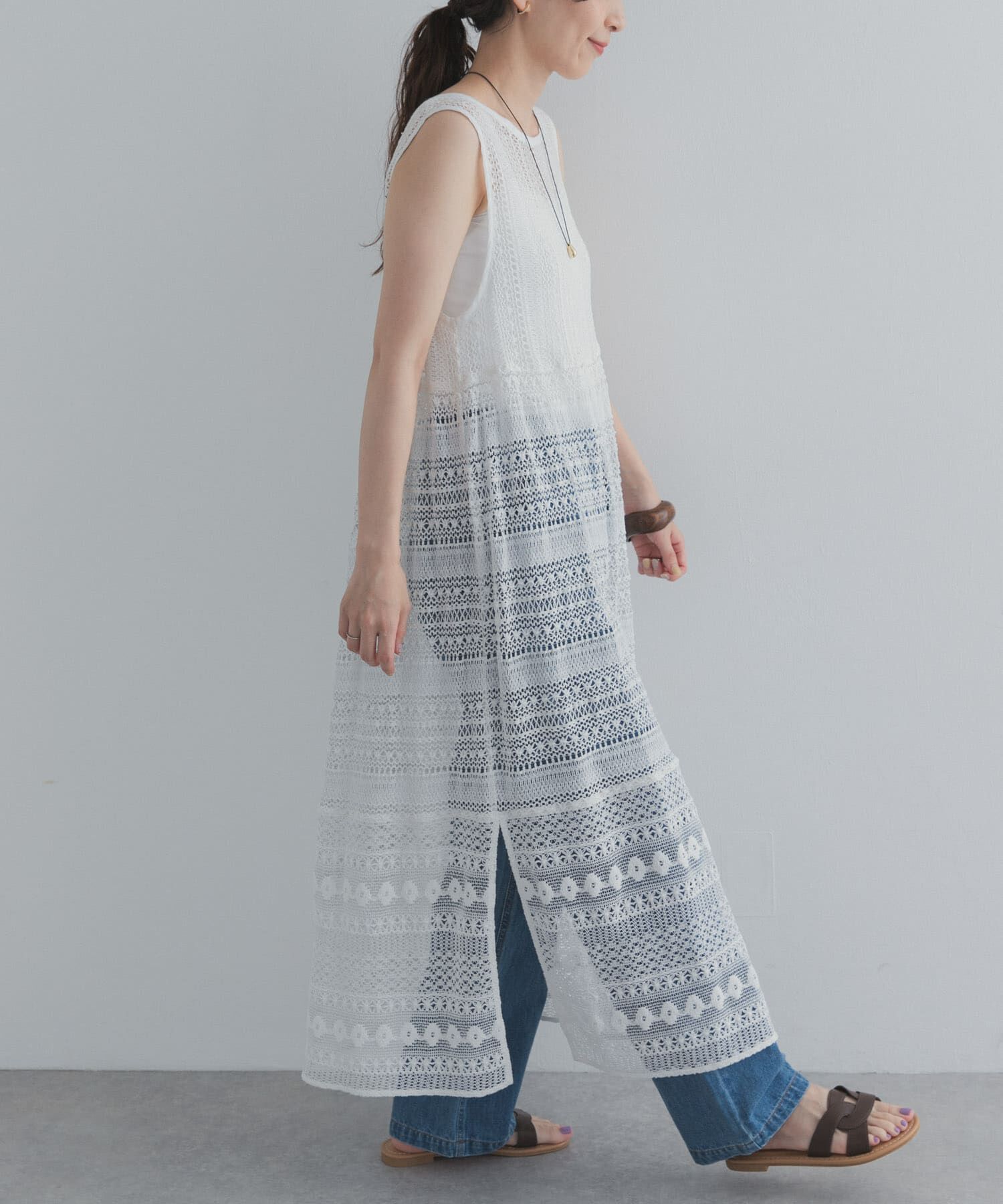 URBAN RESEARCH DOORS「総レースノースリーブワンピース」|ワンピース|