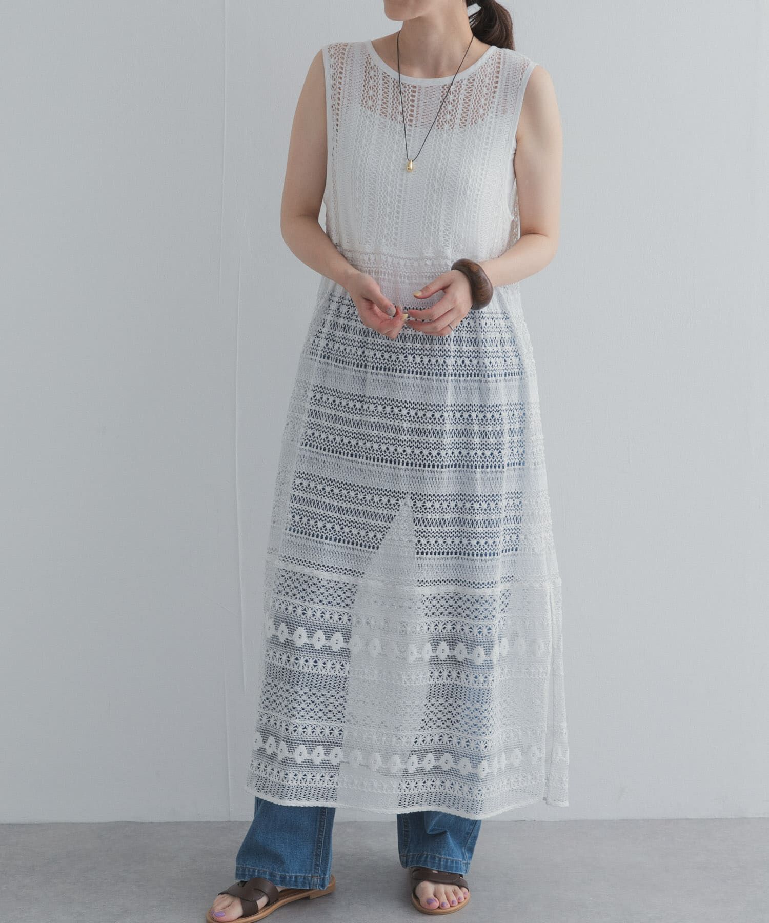 URBAN RESEARCH DOORS「総レースノースリーブワンピース」|ワンピース|