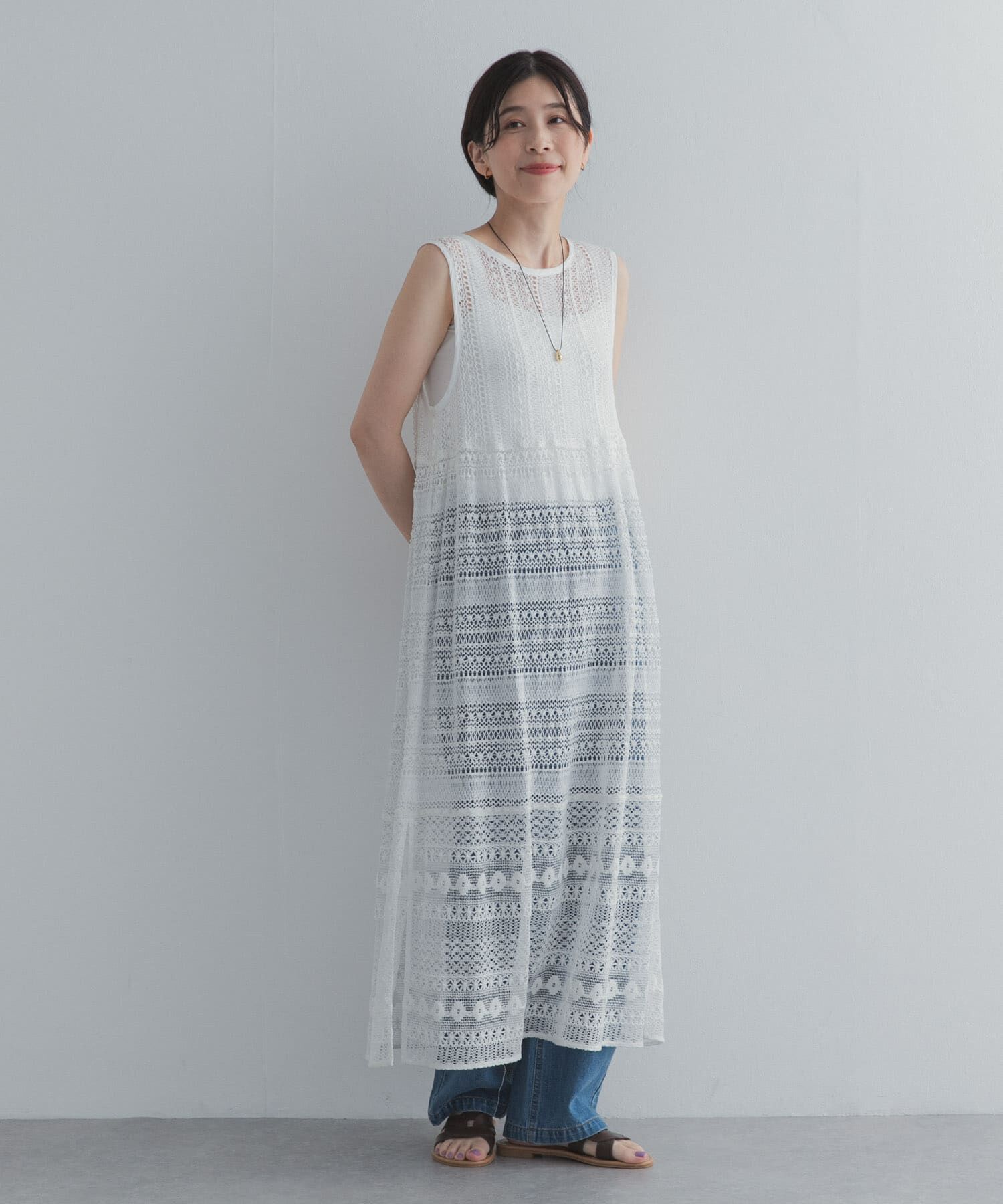 URBAN RESEARCH DOORS「総レースノースリーブワンピース」|ワンピース|