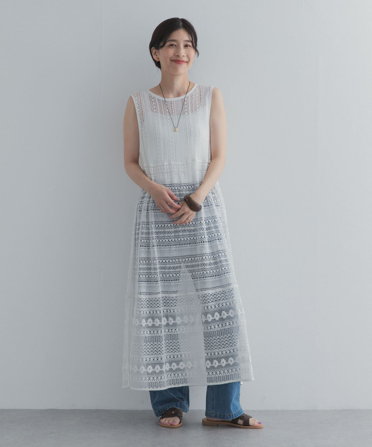 URBAN RESEARCH DOORS「総レースノースリーブワンピース」|ワンピース|