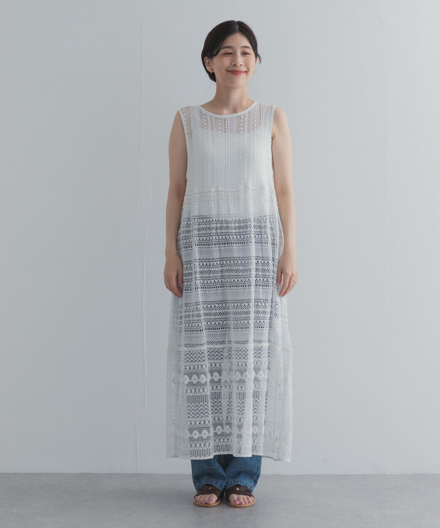URBAN RESEARCH DOORS「総レースノースリーブワンピース」|ワンピース|