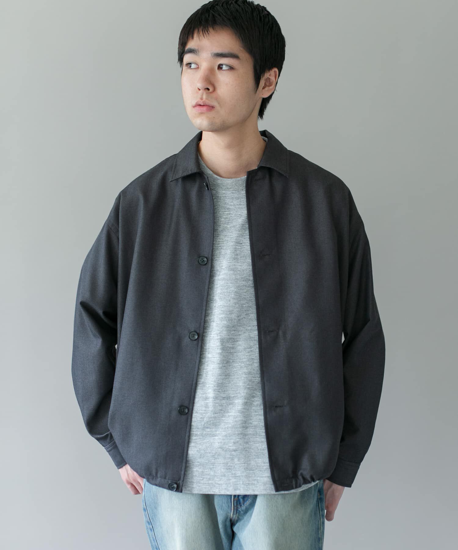 URBAN RESEARCH DOORS「ジャガードチェック シャツジャケット 26AW」|ノーカラーコート|