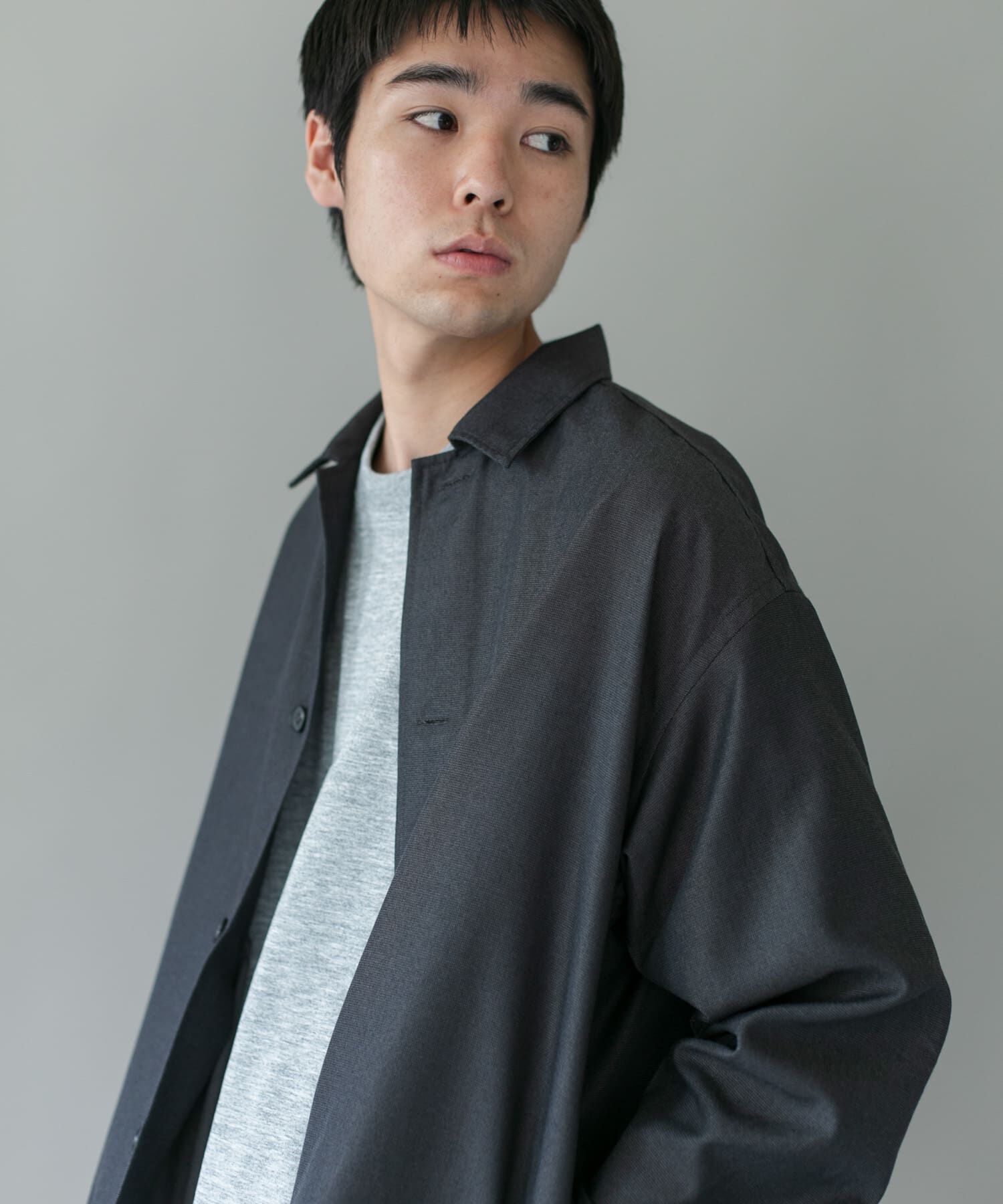 URBAN RESEARCH DOORS「ジャガードチェック シャツジャケット 26AW」|ノーカラーコート|