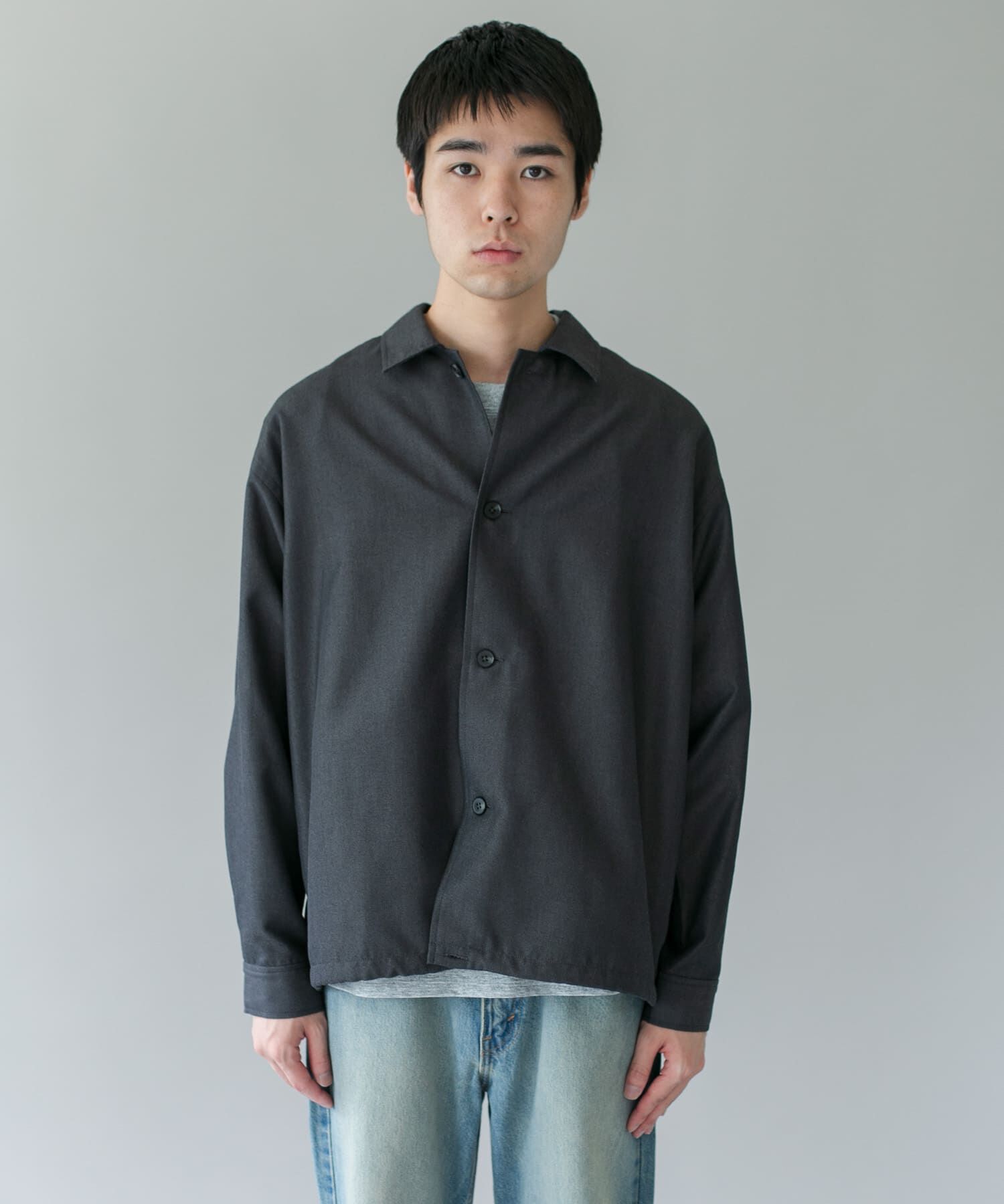 URBAN RESEARCH DOORS「ジャガードチェック シャツジャケット 26AW」|ノーカラーコート|
