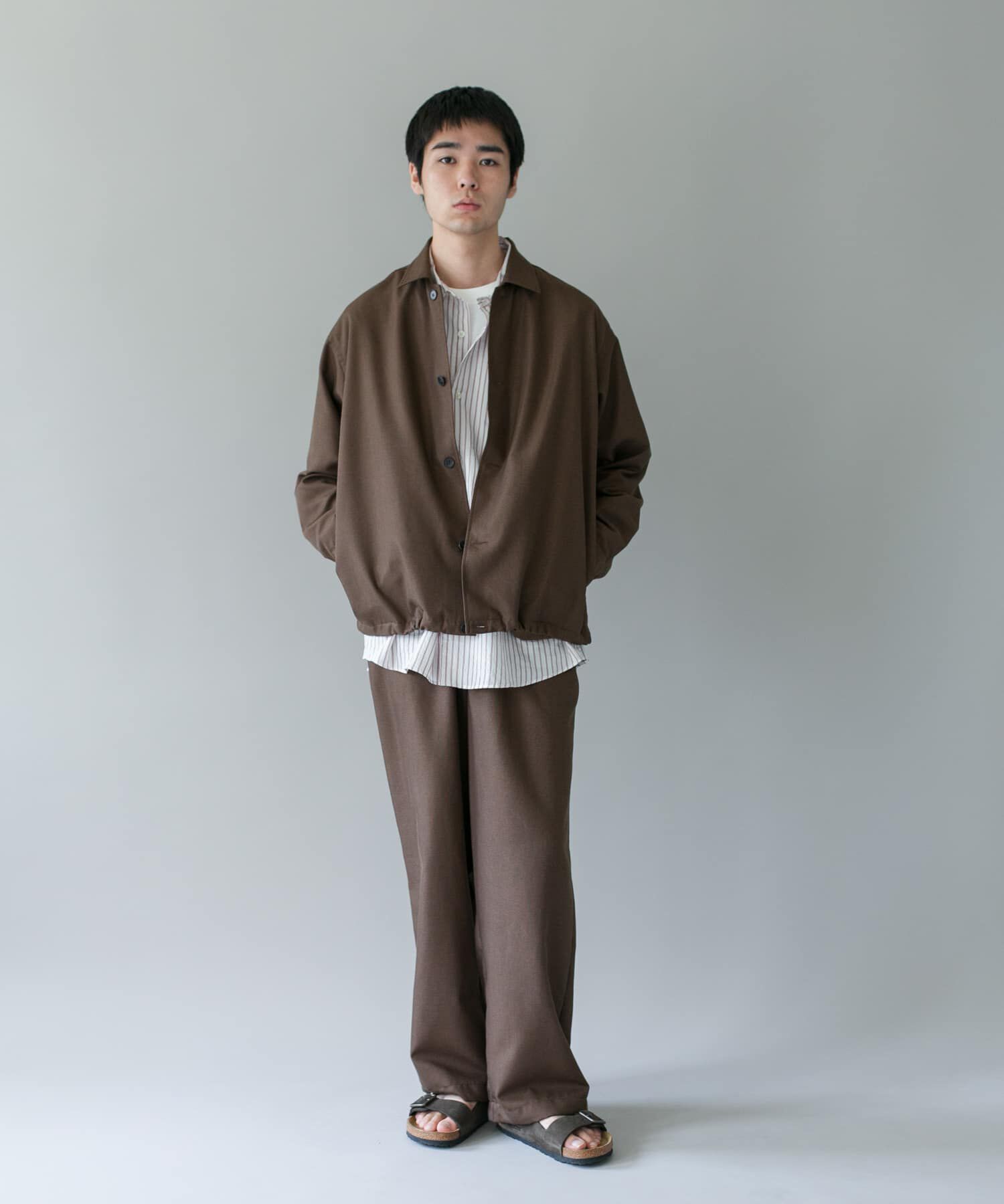 URBAN RESEARCH DOORS「ジャガードチェック シャツジャケット 26AW」|ノーカラーコート|