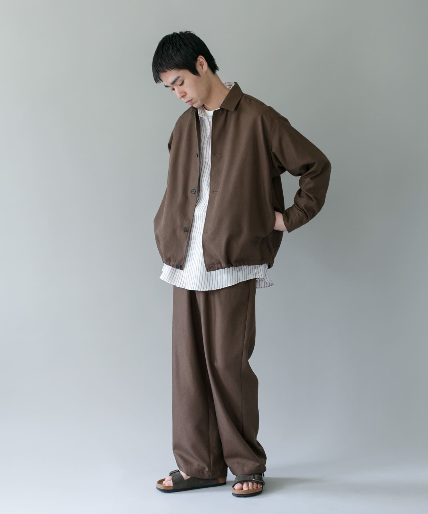 URBAN RESEARCH DOORS「ジャガードチェック シャツジャケット 26AW」|ノーカラーコート|