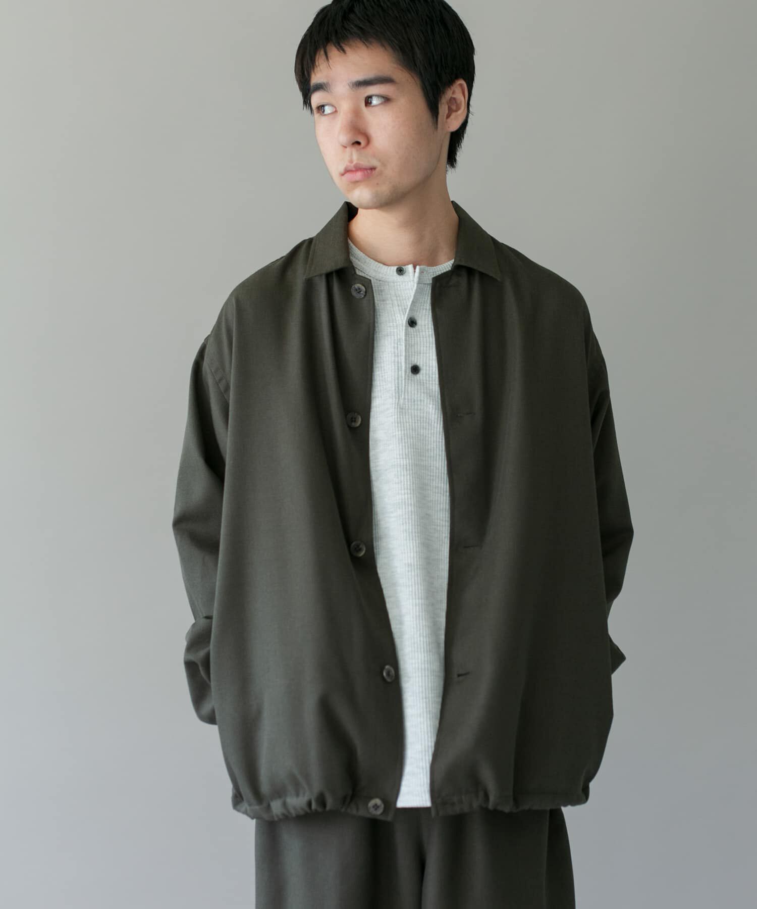 URBAN RESEARCH DOORS「ジャガードチェック シャツジャケット 26AW」|ノーカラーコート|