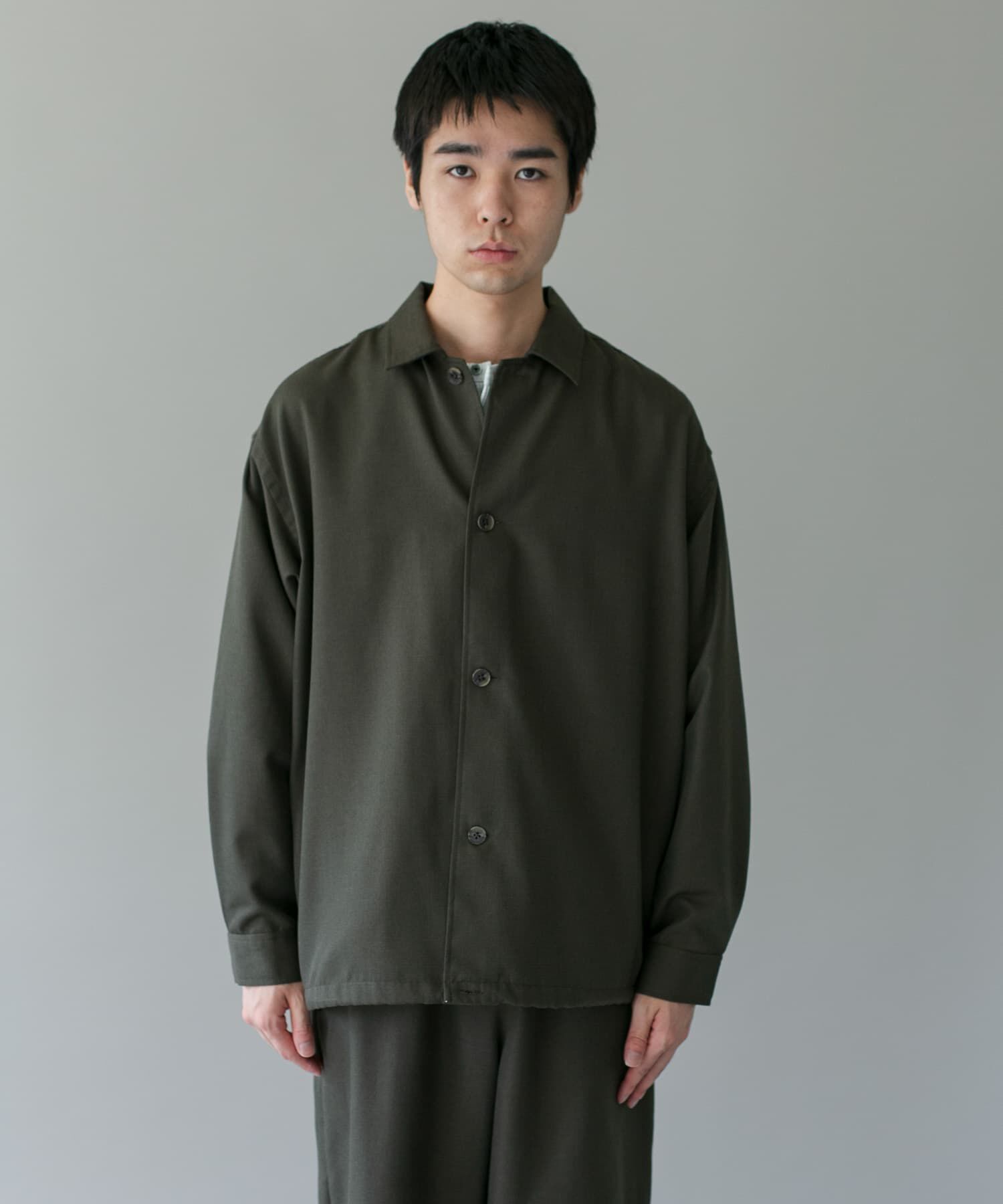 URBAN RESEARCH DOORS「ジャガードチェック シャツジャケット 26AW」|ノーカラーコート|