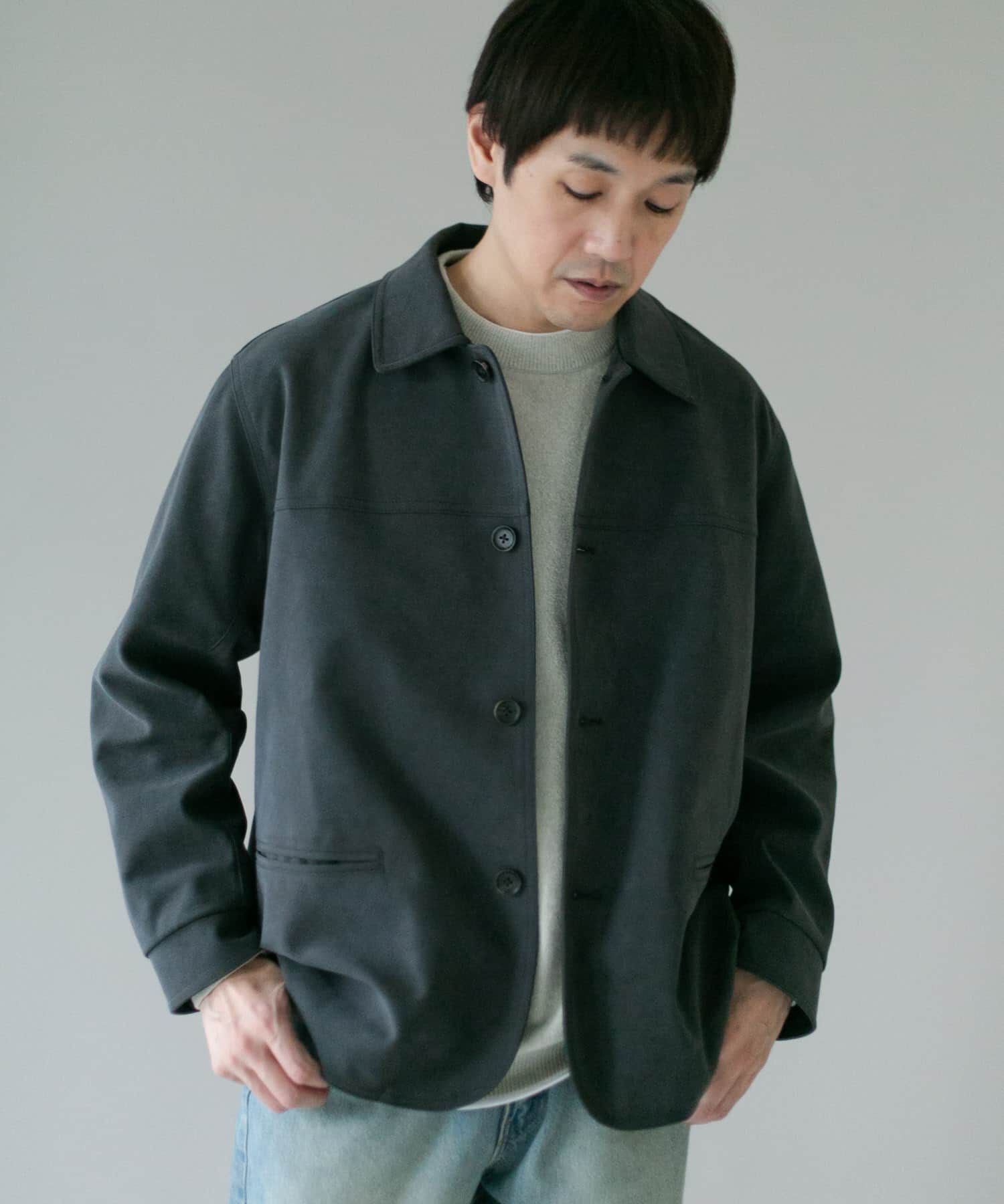URBAN RESEARCH DOORS「フェイクスエード カーコートジャケット」|ノーカラーコート|