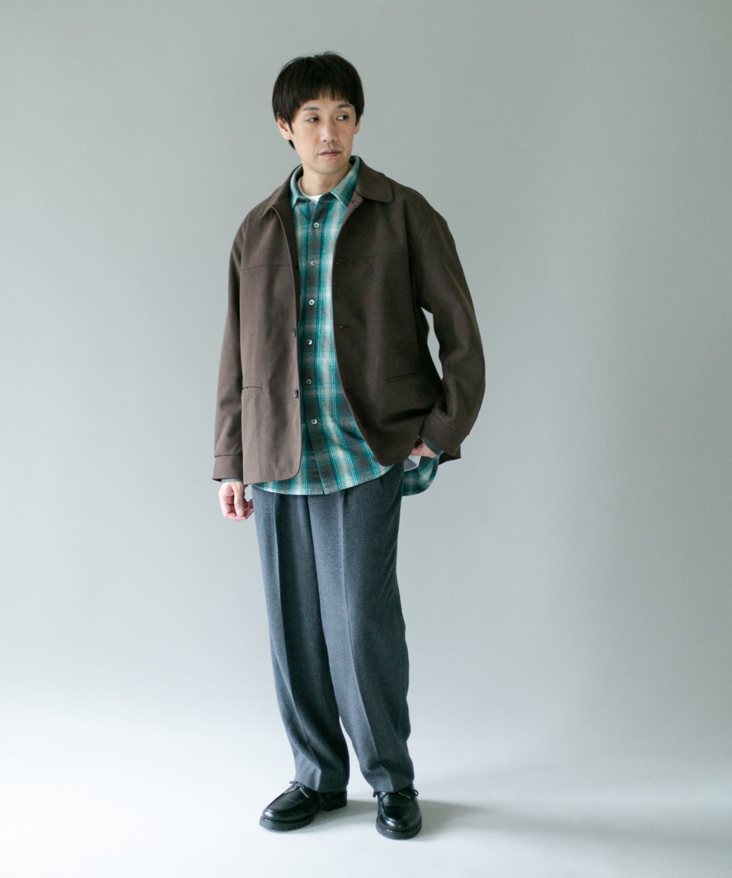 URBAN RESEARCH DOORS「フェイクスエード カーコートジャケット」|ノーカラーコート|