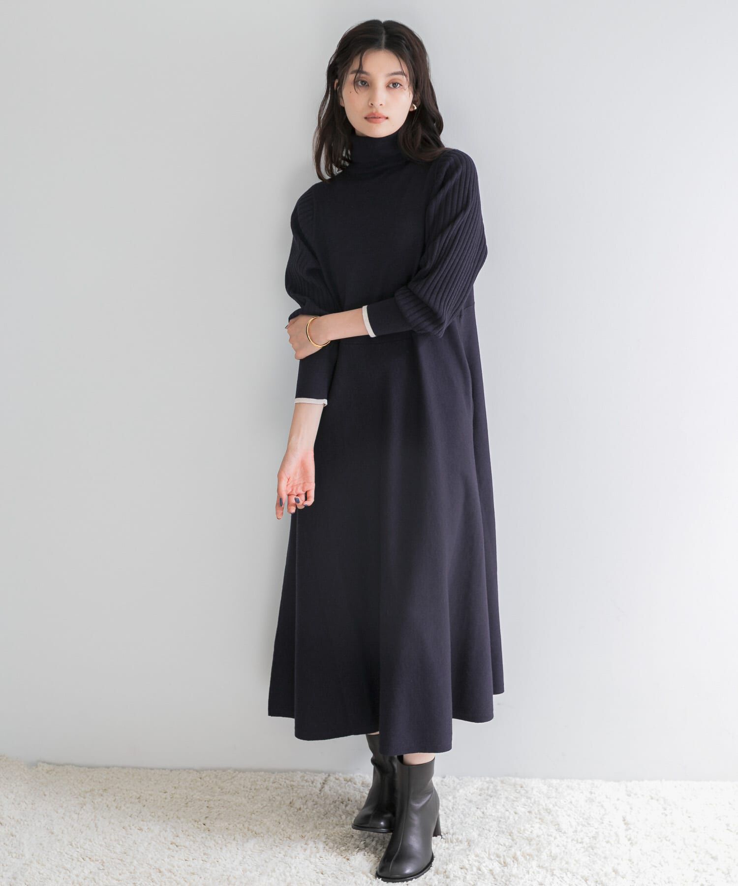 URBAN RESEARCH ROSSO「『WEB/一部店舗限定』タートルネックデザインスリーブワンピース」|ワンピース|