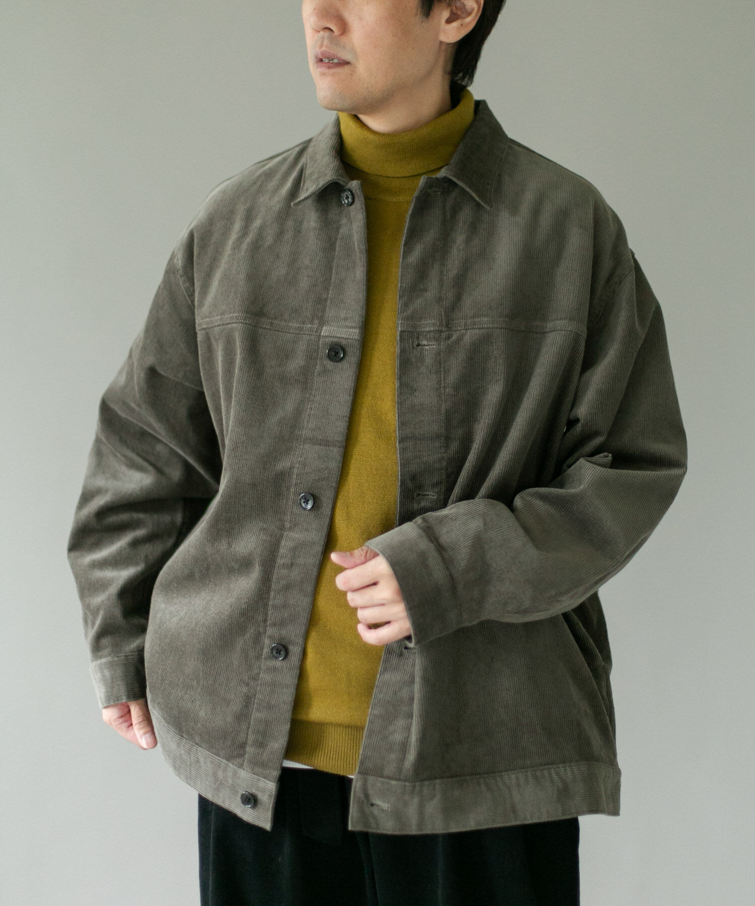 URBAN RESEARCH DOORS「コーデュロイ トラッカージャケット」|ノーカラーコート|モカ