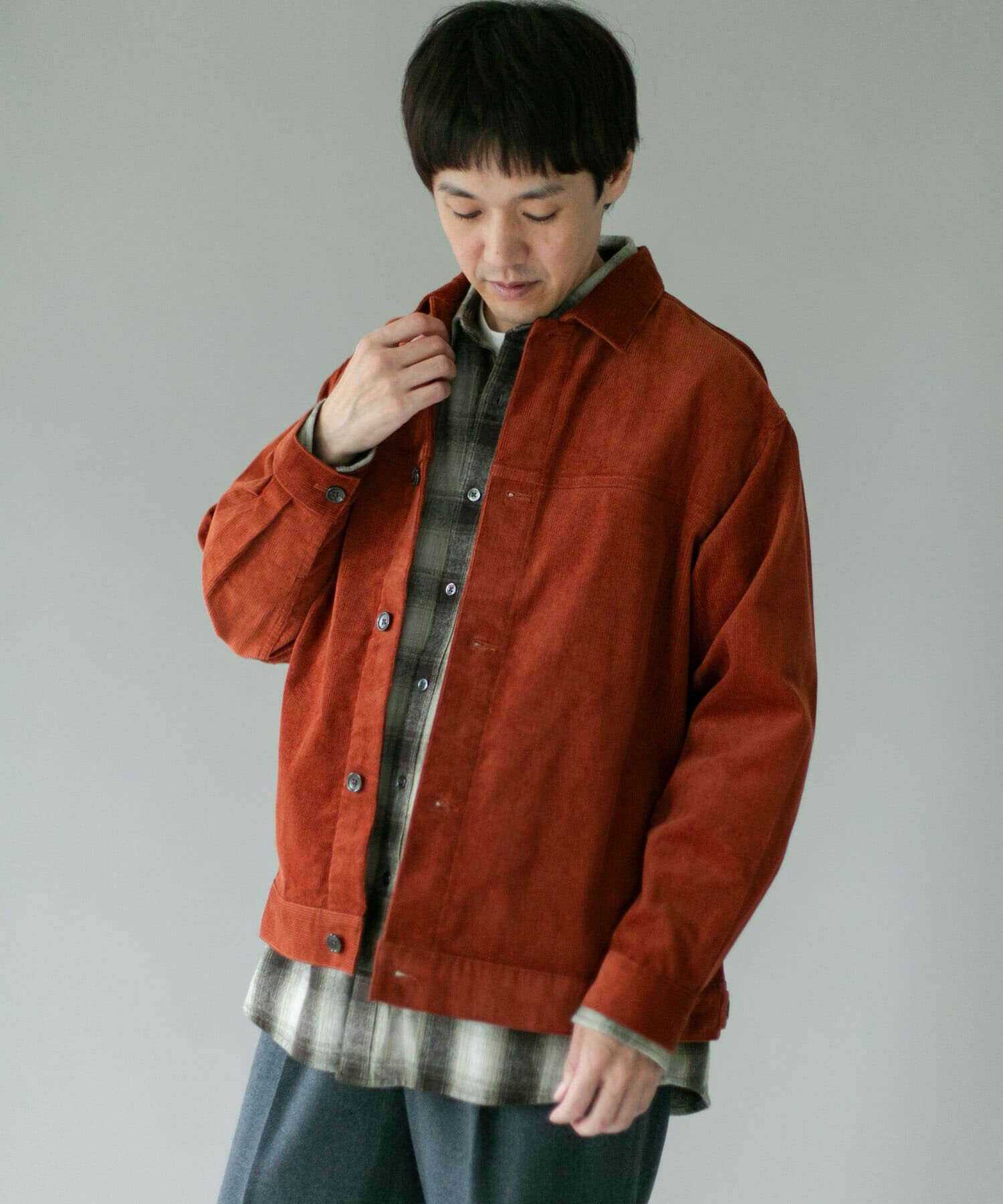 URBAN RESEARCH DOORS「コーデュロイ トラッカージャケット」|ノーカラーコート|