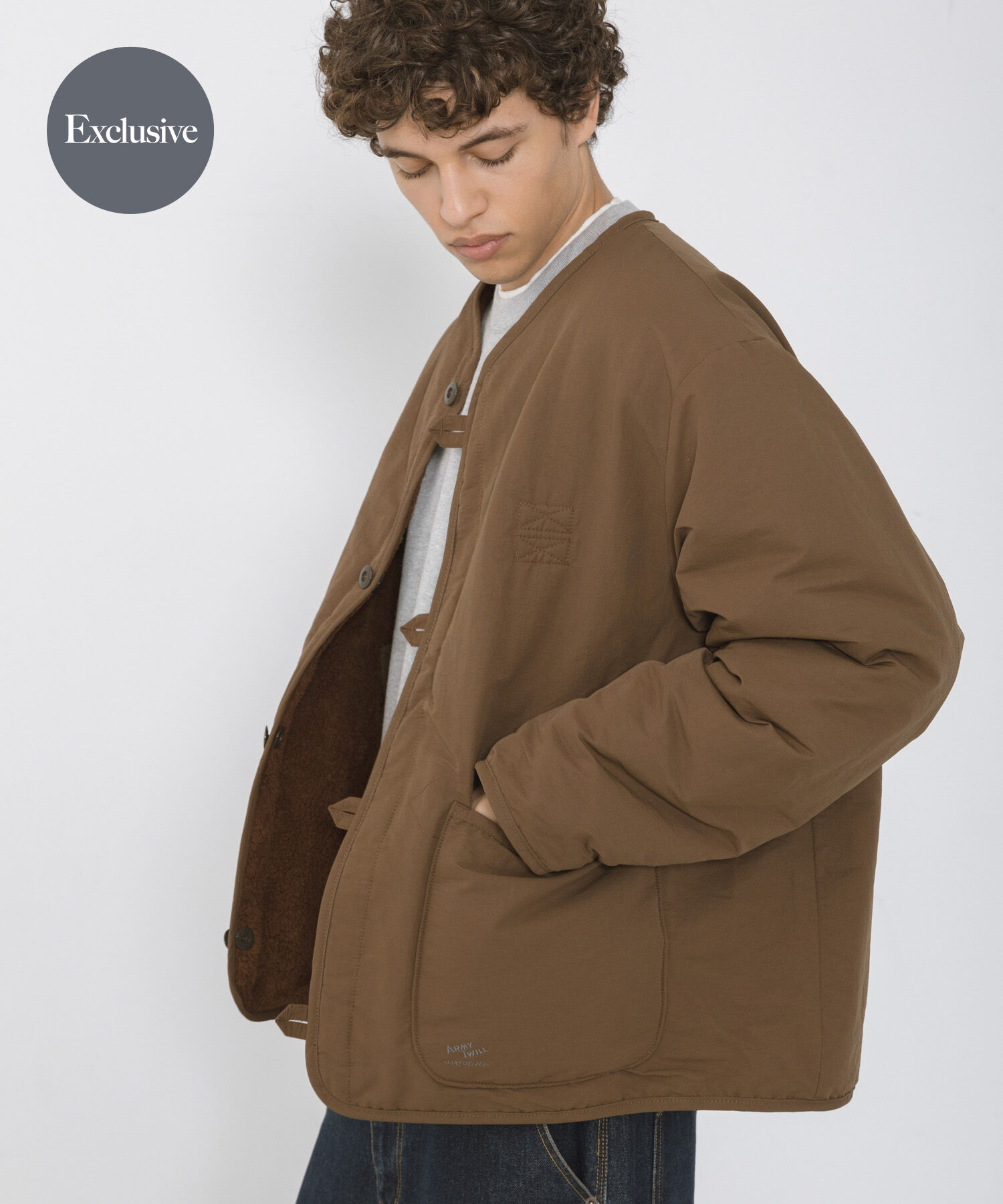 Sonny Label 「『別注』ARMY TWILL&times;Sonny Label　REVERSIBLE JACKET」|ノーカラージャケット|ブラウン