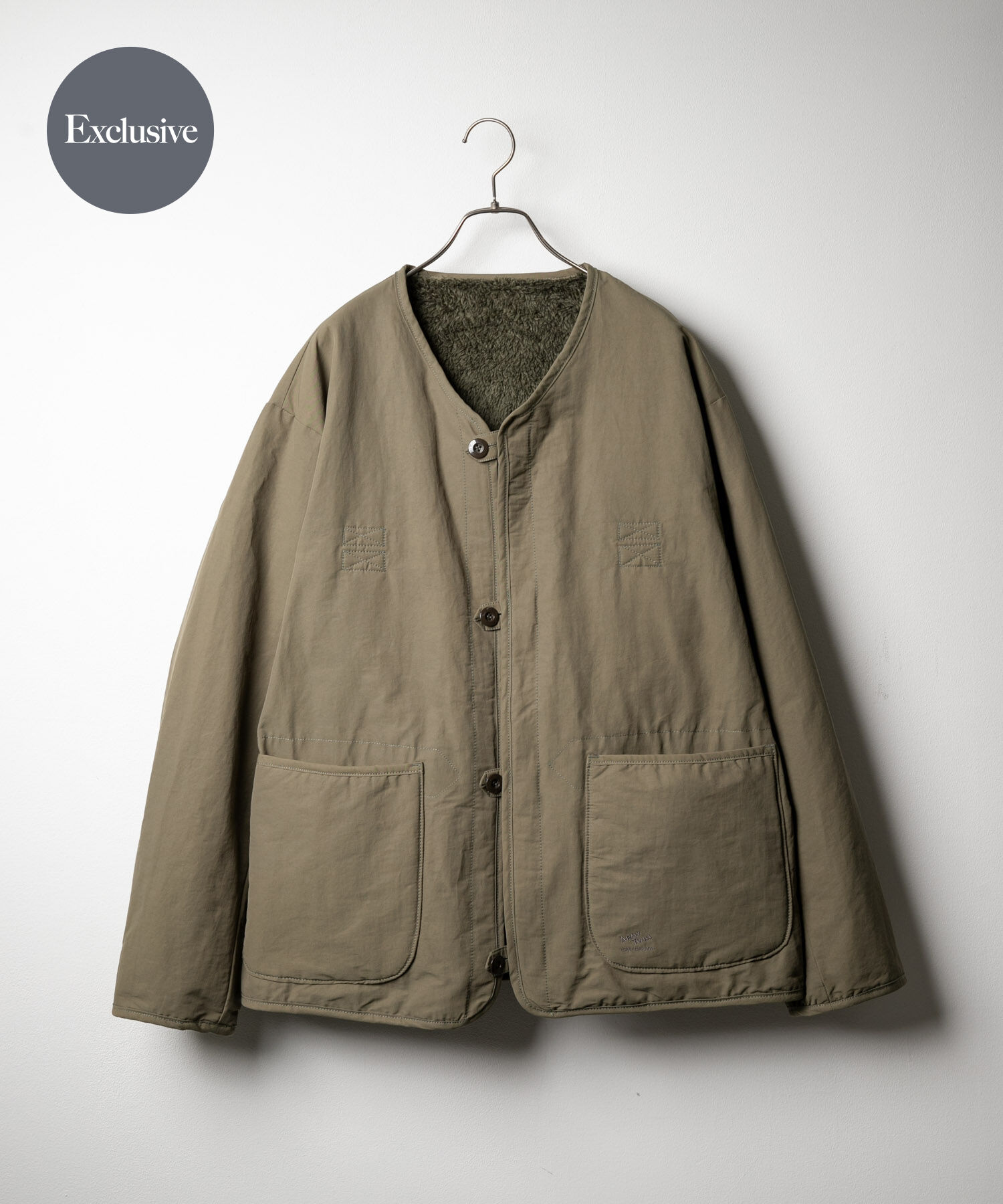 Sonny Label 「『別注』ARMY TWILL&times;Sonny Label　REVERSIBLE JACKET」|ノーカラージャケット|カーキ