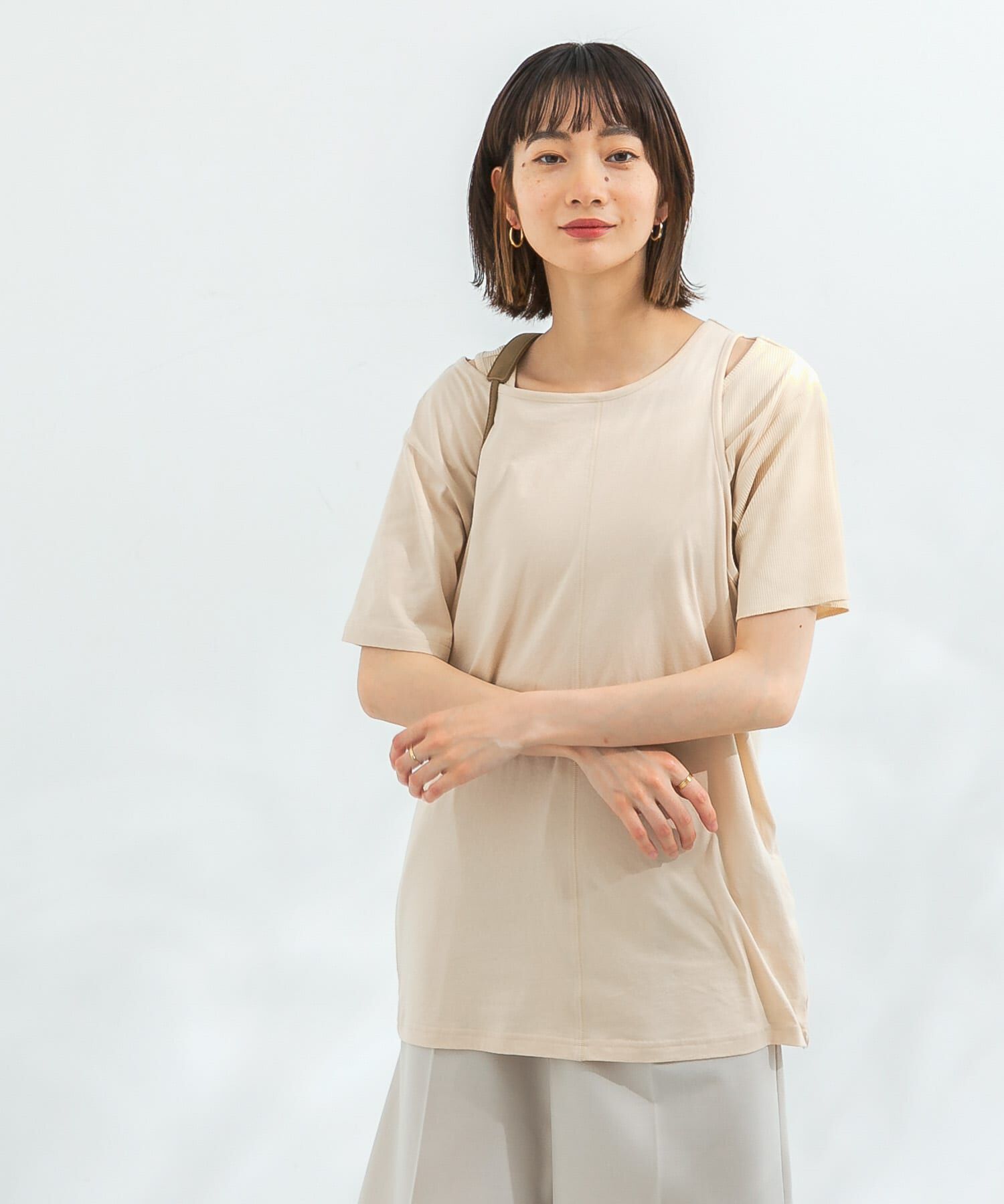  「アシメレイヤードTシャツ」|Tシャツ・カットソー|