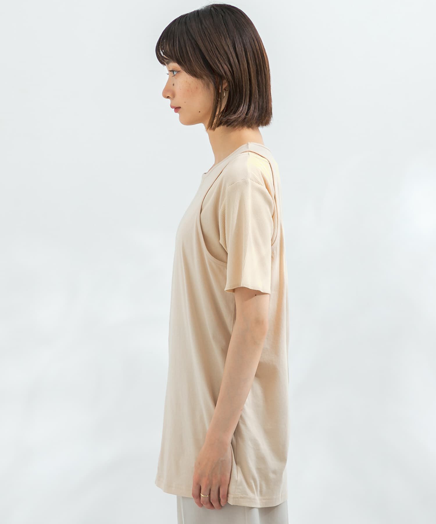  「アシメレイヤードTシャツ」|Tシャツ・カットソー|