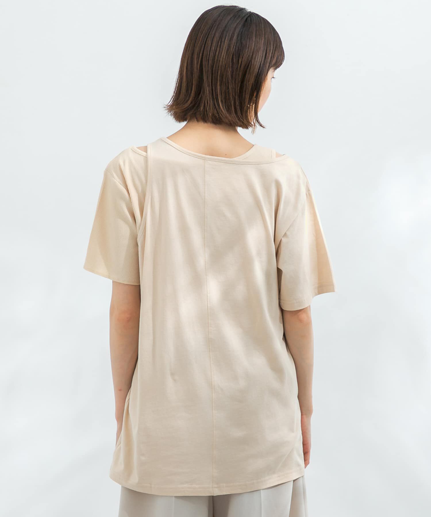  「アシメレイヤードTシャツ」|Tシャツ・カットソー|