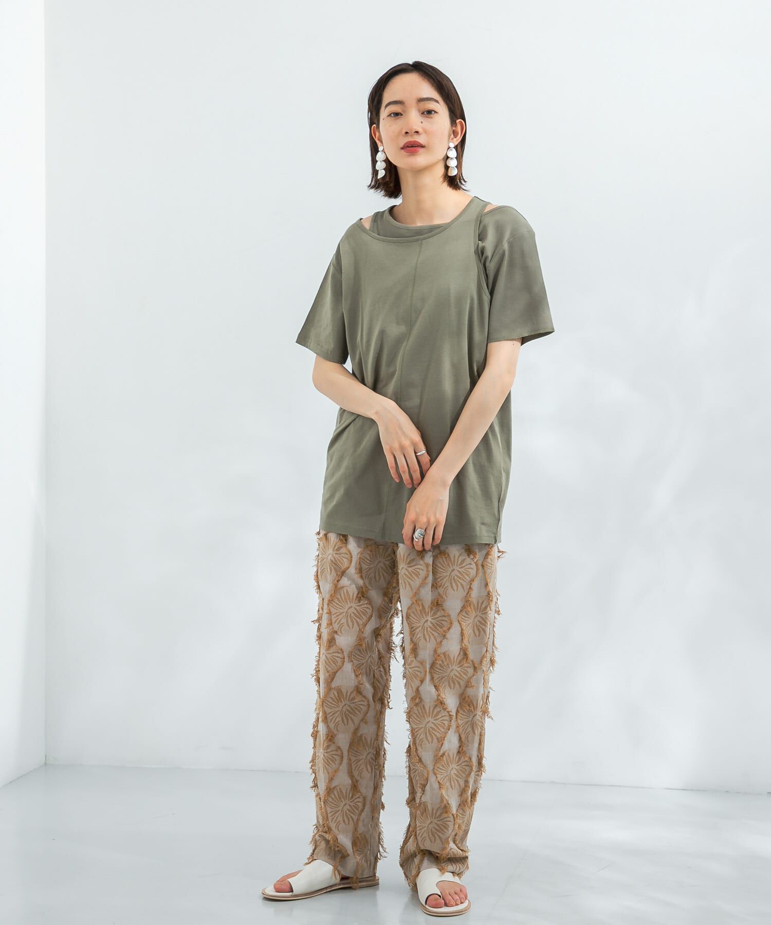  「アシメレイヤードTシャツ」|Tシャツ・カットソー|