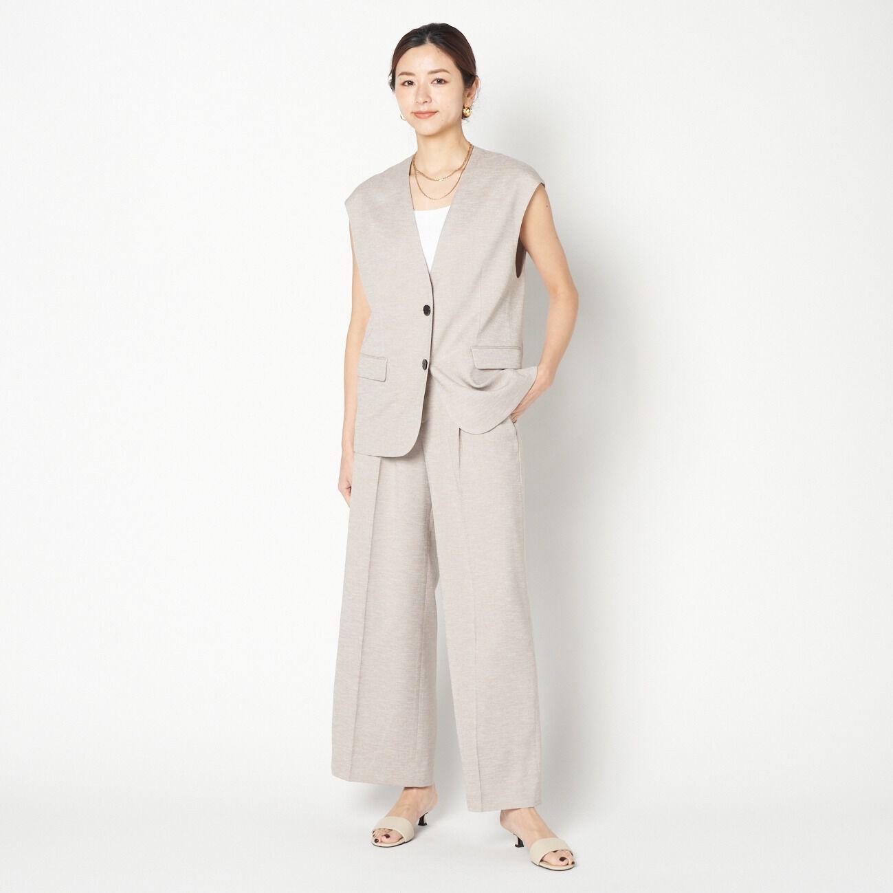 HELIOPOLE「HELIOPOLE FAUX LINEN BIG GILLET」|ベスト・ジレ|