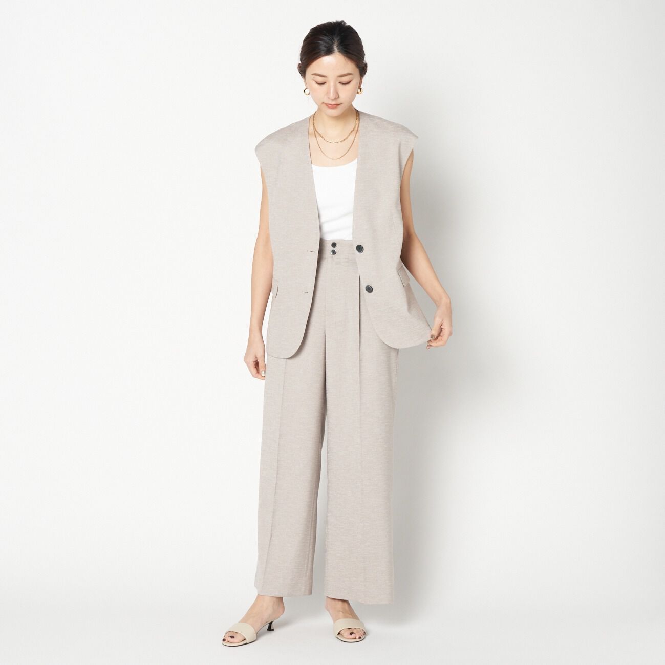 HELIOPOLE「HELIOPOLE FAUX LINEN BIG GILLET」|ベスト・ジレ|
